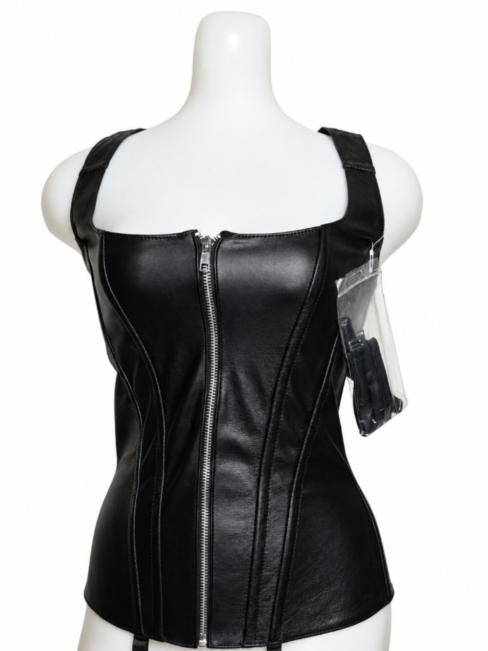 NWT 100% Real Genuine Leather Lace-Up Corset Bustier